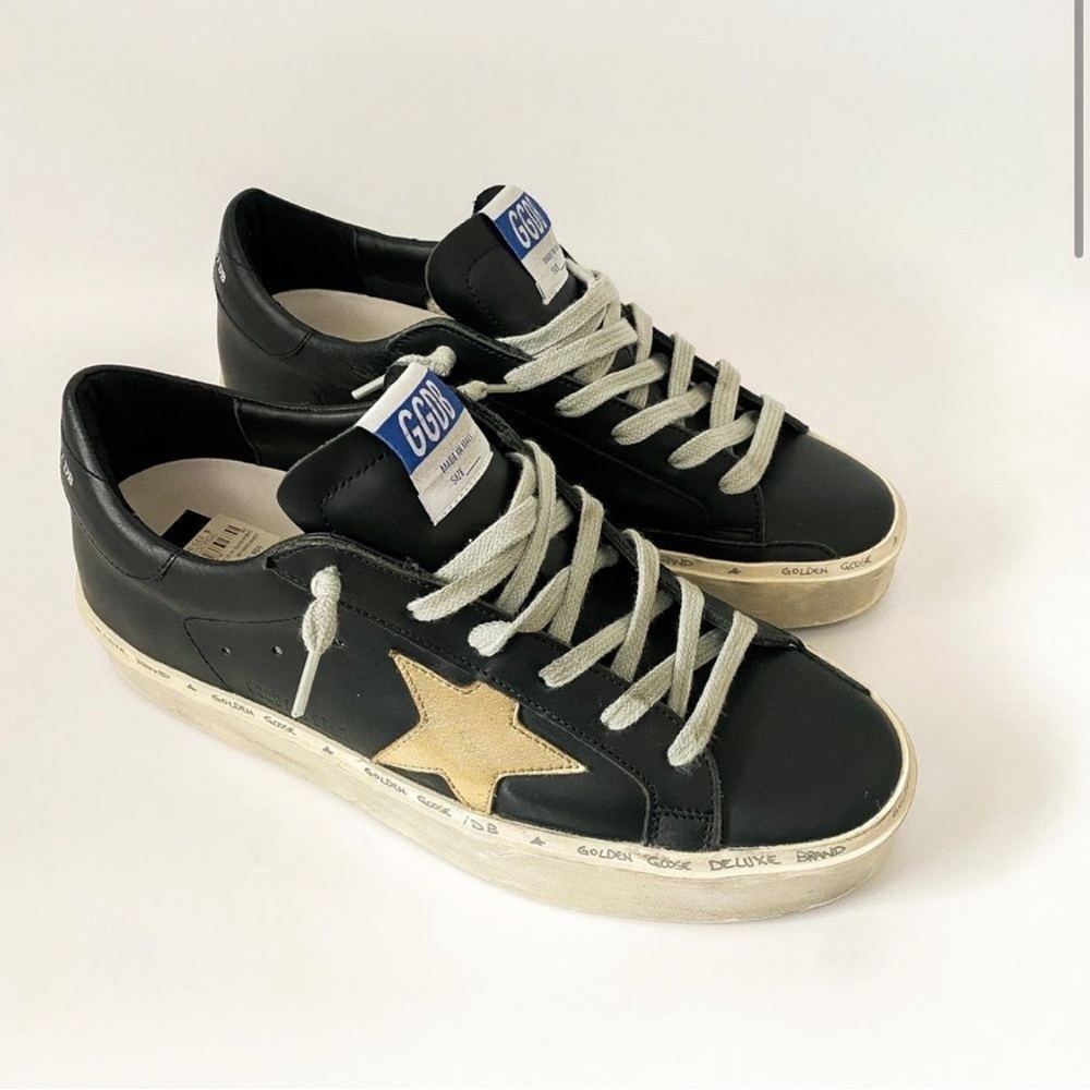Black high star golden goose platform